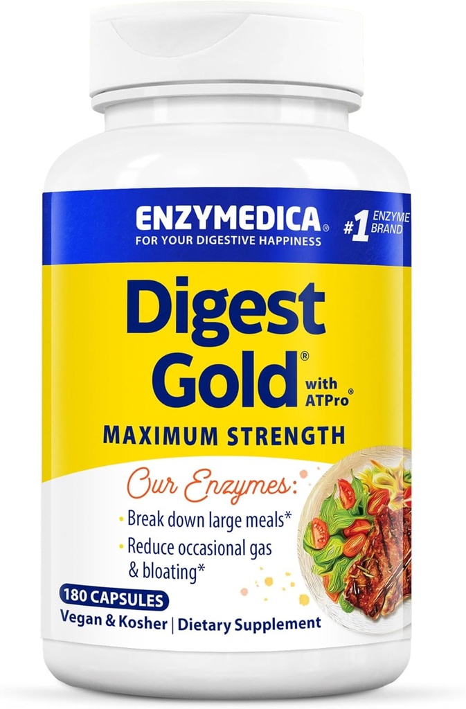 Enzymedicaのダイジェストの金+ ATProの最高の消化器サポート、180のカプセル