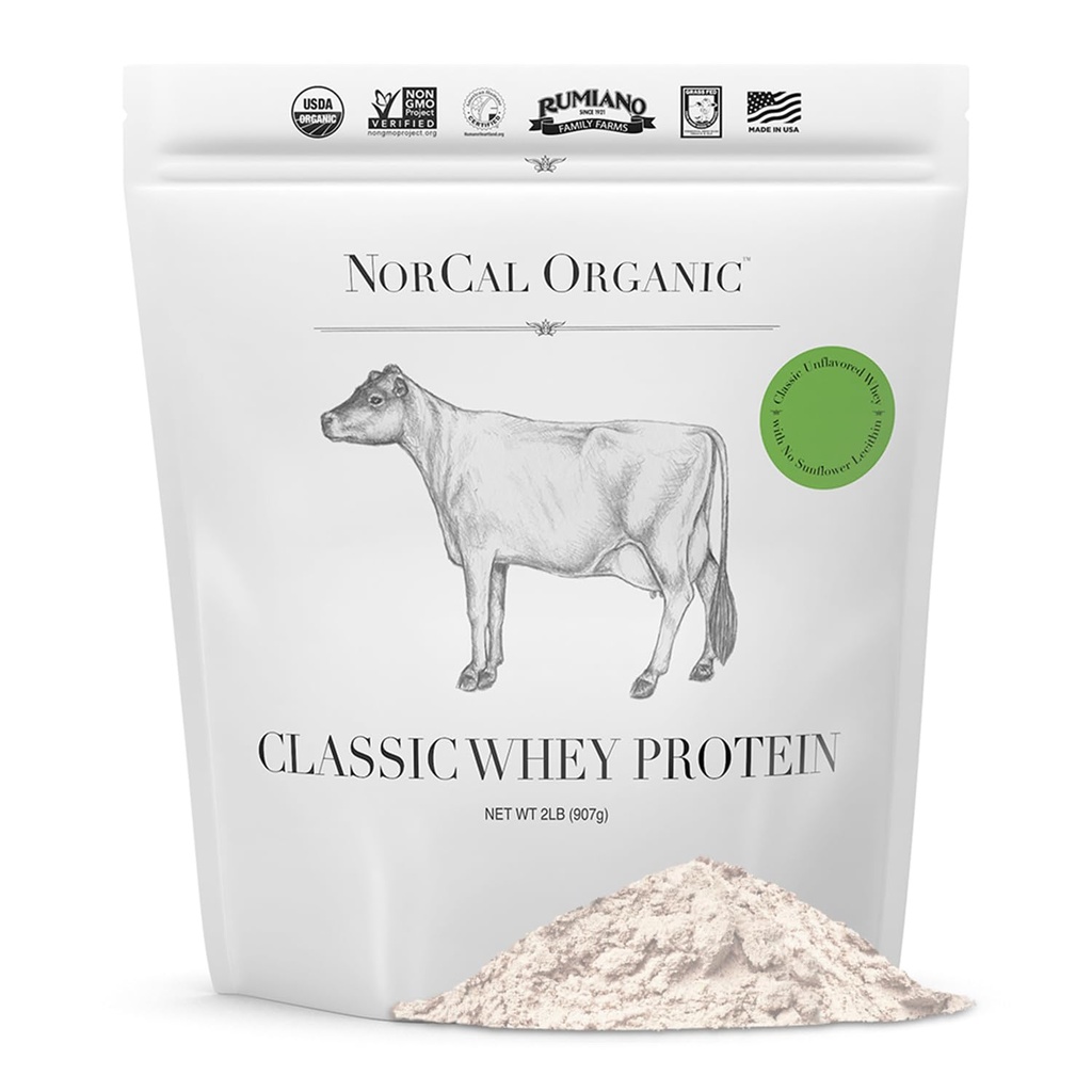 NorCal Organic - クラシックウィープロテイン - 100%グラスフェッドとグラスフィニッシュ - UNFLAVORED - レシチンフリー - 2lbバルク