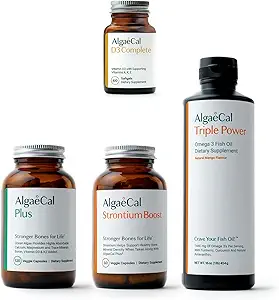 ALGAECALの最終的な骨の束-D3の完全な(1000 IU) + K2、ビタミンE、ビタミンA及び増加された骨密度のための植物ベースのカルシウム及び1200mg EPA DHAのオメガ3の魚油