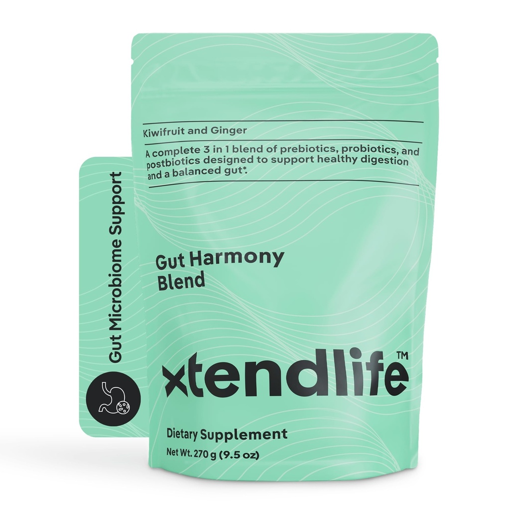 Xtendlife Gut Harmony Greens and Superfood for Digestive Health - Prebiotics, Probiotics, and Postbiotics for Bloating & Gut Support - 30 Servings (Pack of 1)