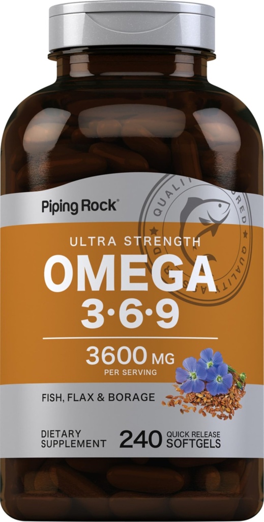 パイピングロックオメガ3 6 9 女性と男性のためのサプリメント | 3600mg | 240 Softgelカプセル | フィッシュフラックスホラージュ | ウルトラ強度 | GMO非、グルテンフリー