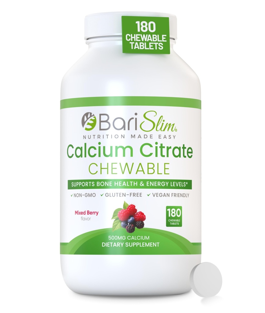 マグネシウムおよびビタミンDタブとBariSlim Bariatric Calciumのクエン酸塩 - 500 mgのCalciumのクエン酸塩 - 減量手術後の患者のために処方 | 混合ベリー(90のサービング)