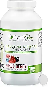 マグネシウムおよびビタミンDタブとBariSlim Bariatric Calciumのクエン酸塩 - 500 mgのCalciumのクエン酸塩 - 減量手術後の患者のために処方 | 混合ベリー(90のサービング)
