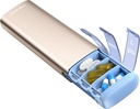Vaydeer Metal Travel Pill Organizer, 7 Day Weekly Pill Box, Large Capacity Daily Cute Pill Case for Supplements, Pills, Vitamins and Medication (Small, Champagne)
