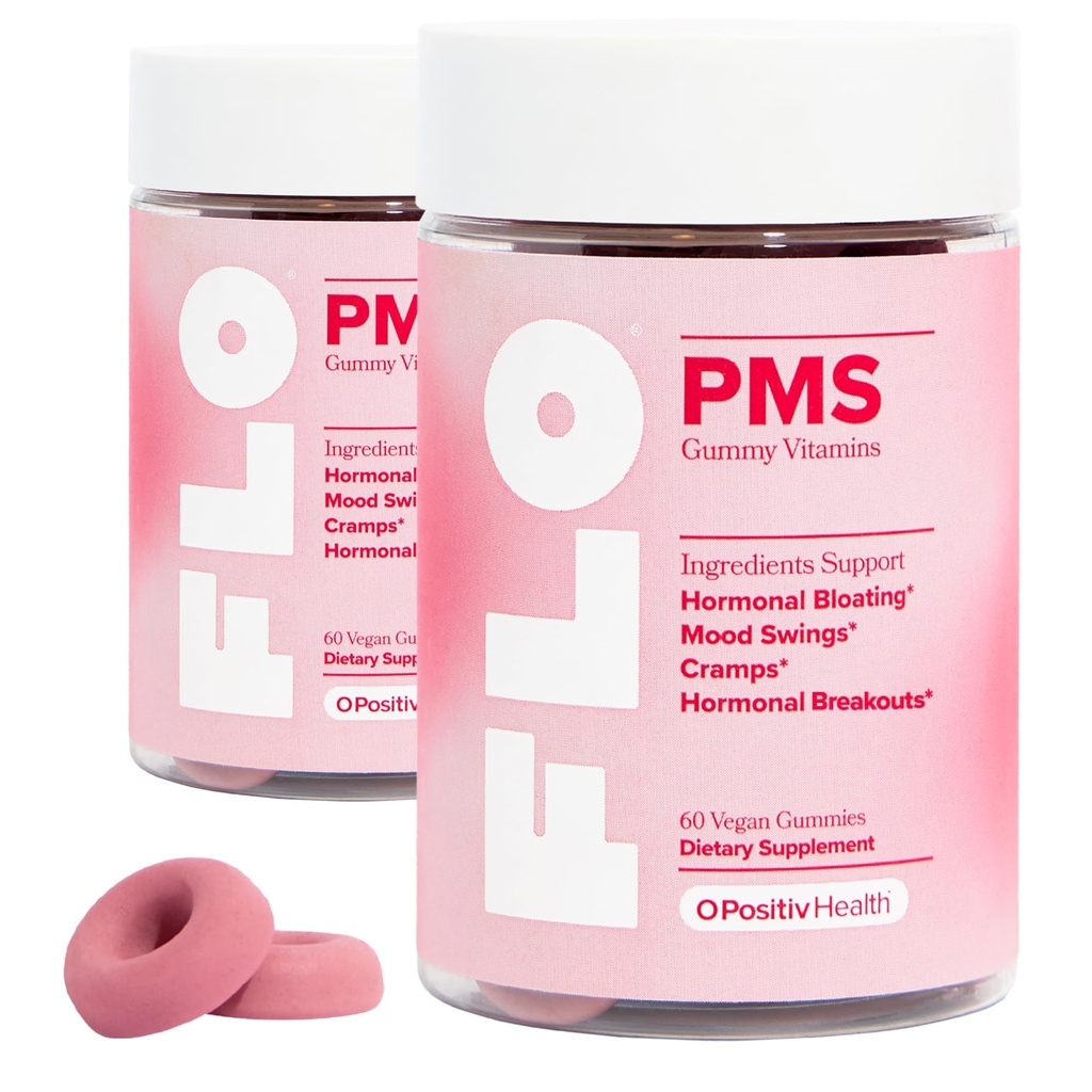 女性のためのO Positiv FLO PMSグミー - 積極的なPMS救済 - ターゲットホルモンブレイクアウト、ブロッティング、クランピング、およびチャステベリー、ビタミンB6、&レモンバームと気分のスイング - PMSグミー(パッケージ2)