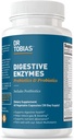 Dr. Tobias Digestive Enzymes with Probiotics, Prebiotics and Postbiotics Bromelain, Amylase, Lipase, for Better Digestion & Immune Function, 60 Capsules, 30 Servings (2 Daily)