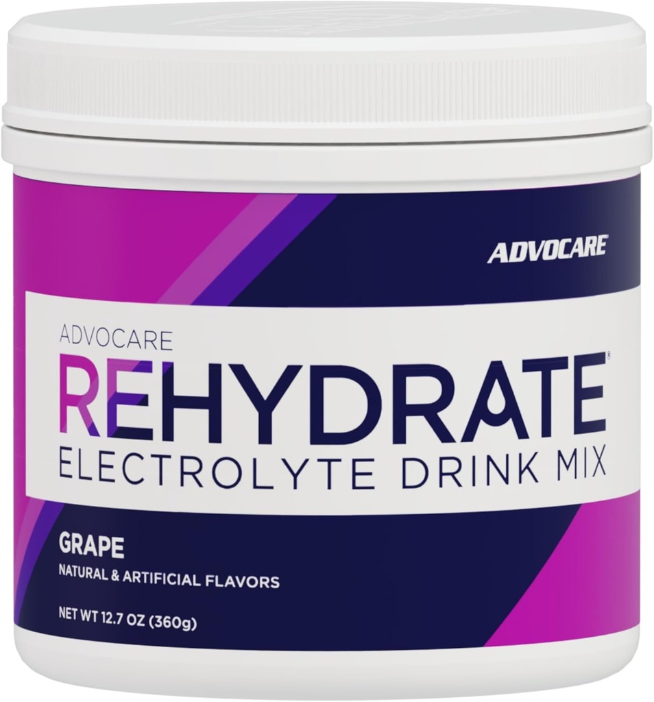 AdvoCare Rehydrate - 電解ドリンクミックス - マグネシウム、ナトリウム、カリウム、カルシウム - 酸化防止&アミノ酸強化 - 給水と回復をサポート - ブドウ、12.7 oz