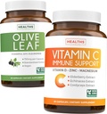 Save $4 (12% off) - Herbal Immune Bundle - Olive Leaf Extract (Non-GMO) Super Strength: 20% Oleuropein 750mg caps and Immune Support - Vitamin C with Zinc, Vitamin D, Elderberry & Echinacea (Non-GMO)