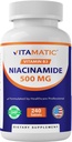 Vitamatic Niacinamide 500のmg 240のタブレット-フラッシュ自由なビタミンB3 -サポート エネルギー生産