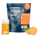 Coromega MAX 2400mg Omega-3 魚油 + ビタミン D スクイーズ パケット, ワイルドキャッチ, 魚の味なし - 3X より良い吸収よりもソフトゲル, 脳と心臓の健康をサポート (30 サービング, シトラス バースト)