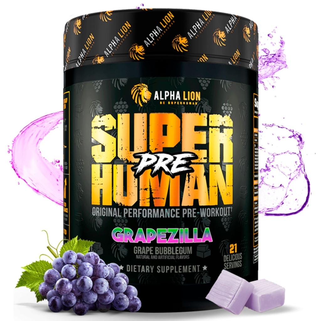 ALPHA LIONのSuperhumanのプレワークアウトの粉、ベータAlanine、Sustainedのエネルギー及び焦点のためのL-Taurine及び三源のカフェイン、ポンプ(21のサービング、Grapezilla)のためのNitric Oxide及びCitrulline