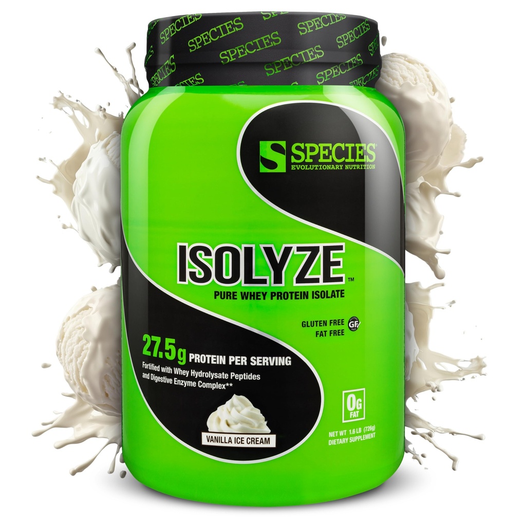 Speciesの栄養物のIsolyzeのWheyの蛋白質の粉、筋肉建物のための100%のWheyの分離剤、スコップごとの27.5g蛋白質、砂糖及び低脂肪無し(Vanillaのアイス クリーム、22のサービング)