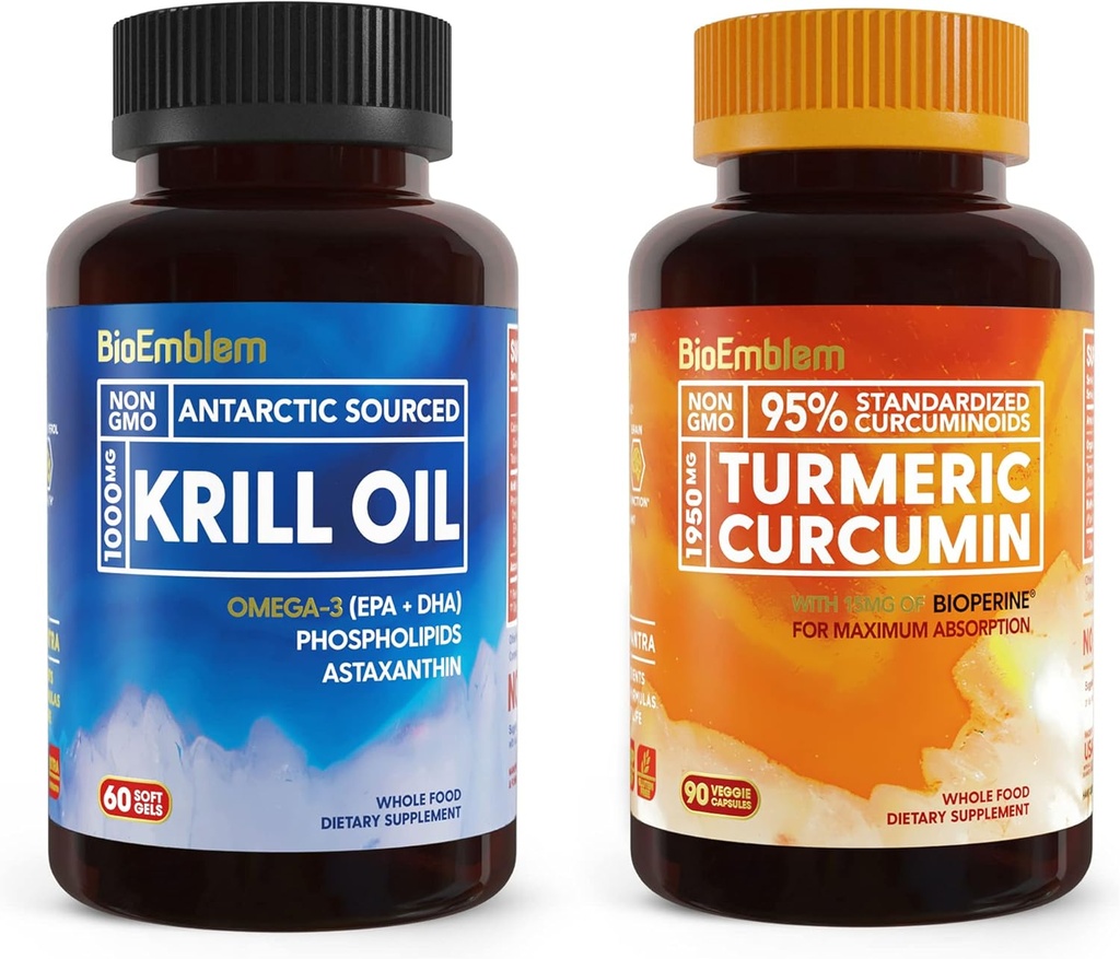 BioPerineのBioEmblemのAntarctic Krillオイルの補足のTurmeric Curcuminの補足