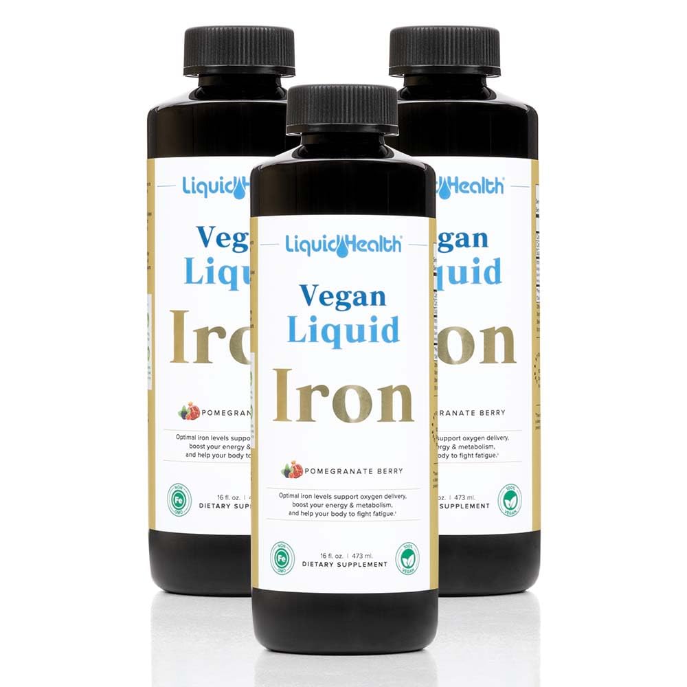 SunActiveとLIQUIDHEALTHビーガン液体鉄サプリメント & フェロッシェルフェ - 自然エネルギー, 免疫システム & メタボリックサポート, メンタルクラリティを高めます, プレナタル/ポストナタル - アメリカメイド, 非GMO (3パック)