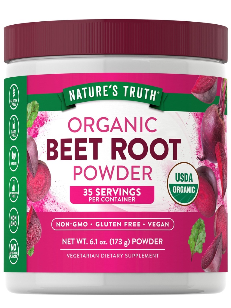 Nature's Truth Organic Beet Root Powder | 6.1 oz | ヴィーガン、非GMO&グルテンフリーサプリメント