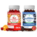 LunakaiのビタミンB12およびElderberryのグミーの束-大人のエネルギー サポートおよび骨の健康のための3000のmcgのギーミー-亜鉛およびビタミンCの免疫サポート補足