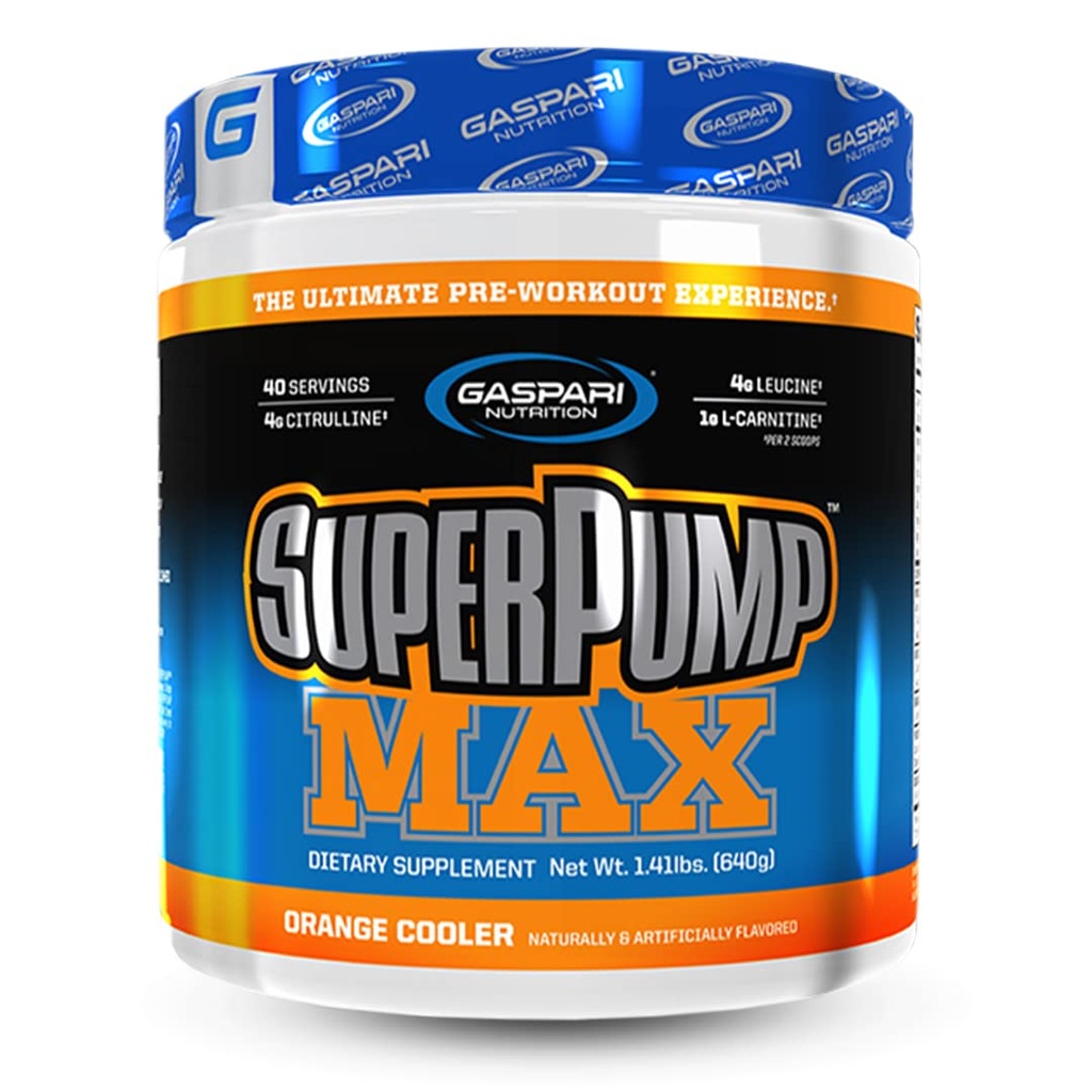 ガスパール栄養SuperPump MAX、究極のプレワークアウトパウダー、持続エネルギープレワークアウト、ニトリ酸化物ブースター、筋肉成長、回復&電解液(40サービング、オレンジクーラー)