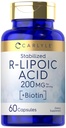 カルライルR-リポ酸200mg | 60カプセル | ビオチンで安定RLA | 非GMO、グルテンフリー
