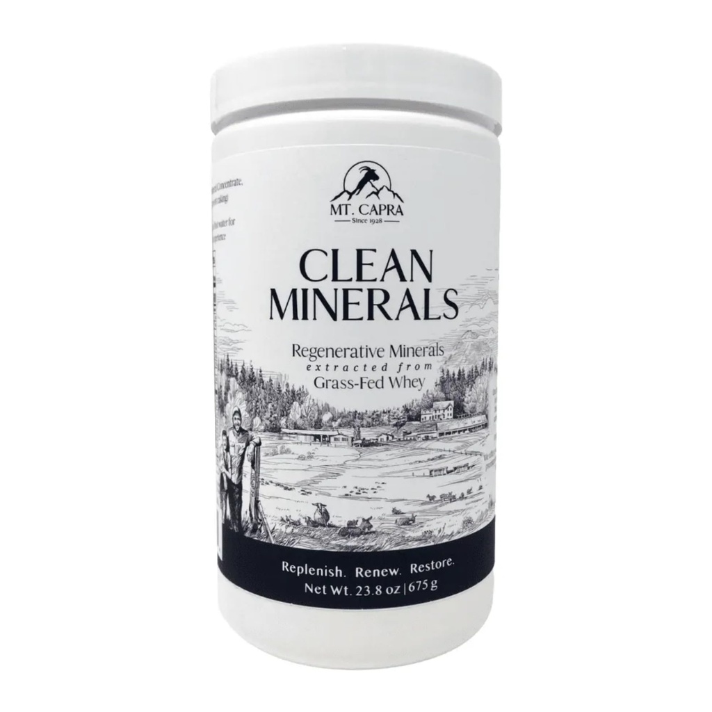 Mt. Capra Clean Minerals | 草飼料のヤギから抽出された再生鉱物、1000mg以上のカリウム、240mg Calcium、マルチミネラル、Bioavailable、消化しやすい | 30の摂食 - 23.8 oz
