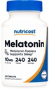 Nutricost Melatonin 10mg、240錠 - サービングあたり10mg、非GMO、グルテンフリー