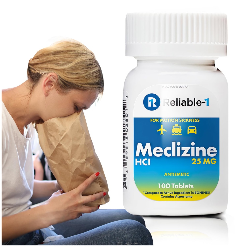 Reliable-1 Laboratories Meclizine HCL 25mg 100 Tablets (1 Bottle)