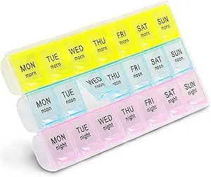 FMPのブランド1のパックの丸薬のオルガナイザー3は日、週刊の薬のオルガナイザーの丸薬箱、7日の大きい丸薬のホールダーの選別機の箱、朝の昼夜丸薬3日旅行の丸薬箱を回します