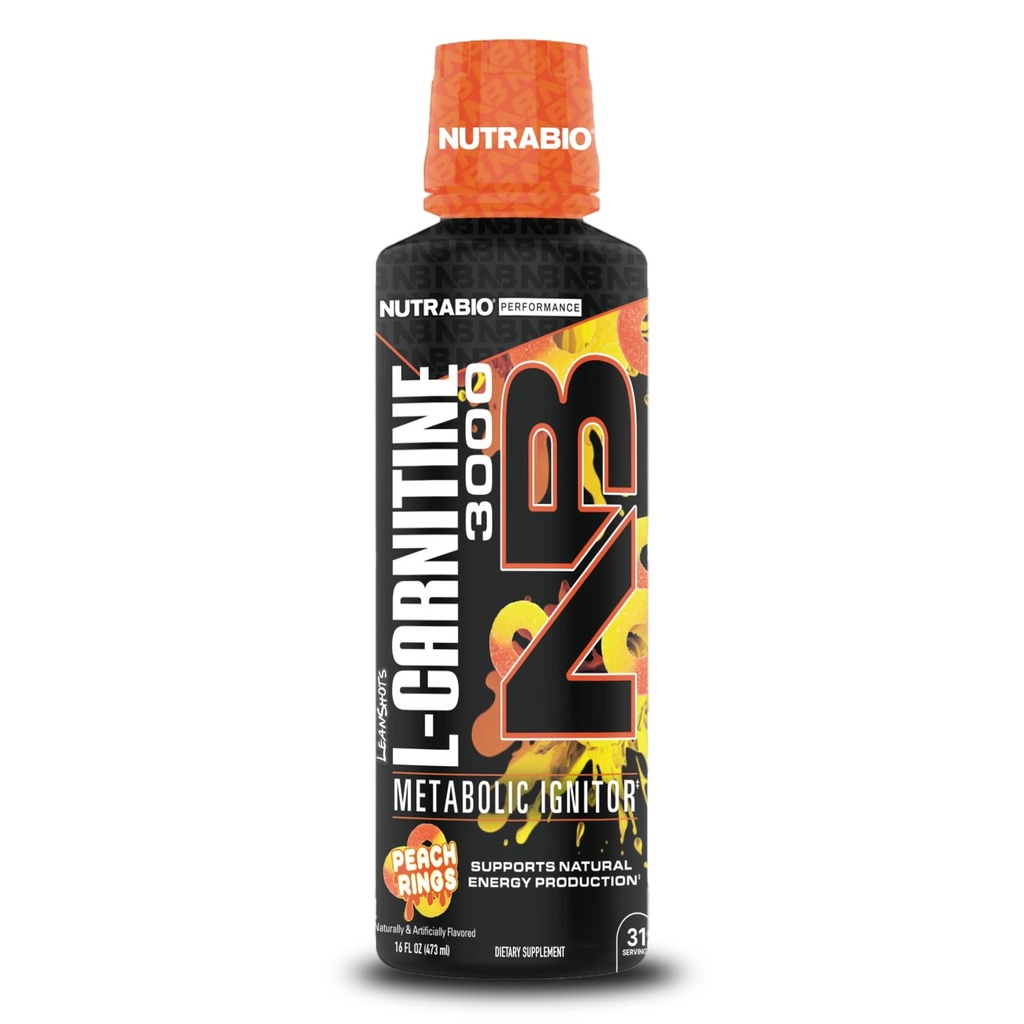 NutraBio - L-カルニチン液体シュート - 3000mg、(ピーチリング) - ビタミンB-5の10mg - ゼロ炭水化物と砂糖 - エネルギー生産 - 筋肉の回復