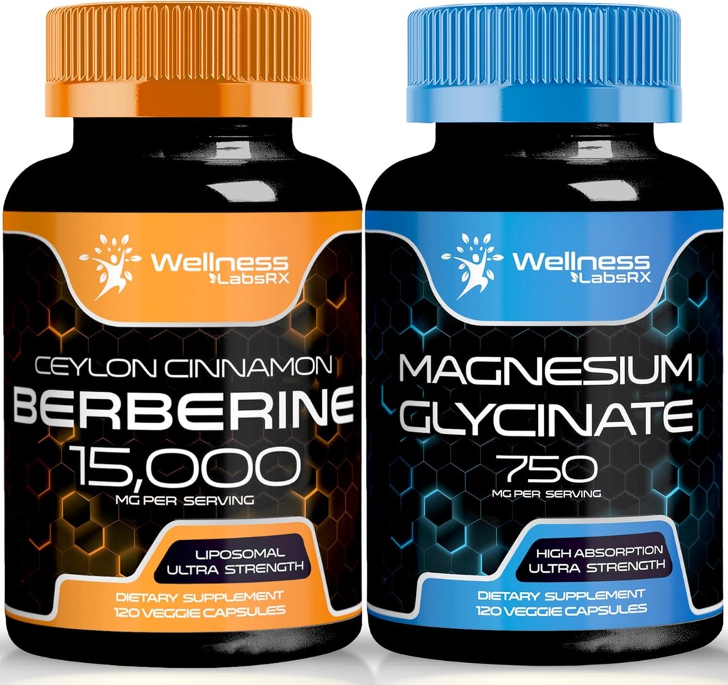 Berberineの補足1500mg - Ceylon CinnamonのLiposomal Berberine │マグネシウムのGlycinateのカプセル- 750mg -マグネシウムの補足の高い吸収の補足