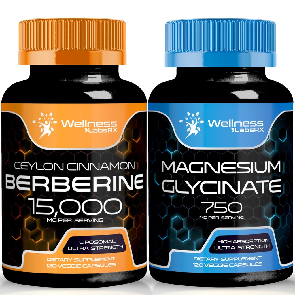 Berberineの補足1500mg - Ceylon CinnamonのLiposomal Berberine │マグネシウムのGlycinateのカプセル- 750mg -マグネシウムの補足の高い吸収の補足