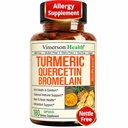 クエルセチンとBromelainターメリッククルクミンサプリメント - アレルギー救済、ジョイント&免疫サポート - ブラックペッパー(バイオペリン)と有機ターメリックサプリメント - 180ケルセチン500mgカプセル