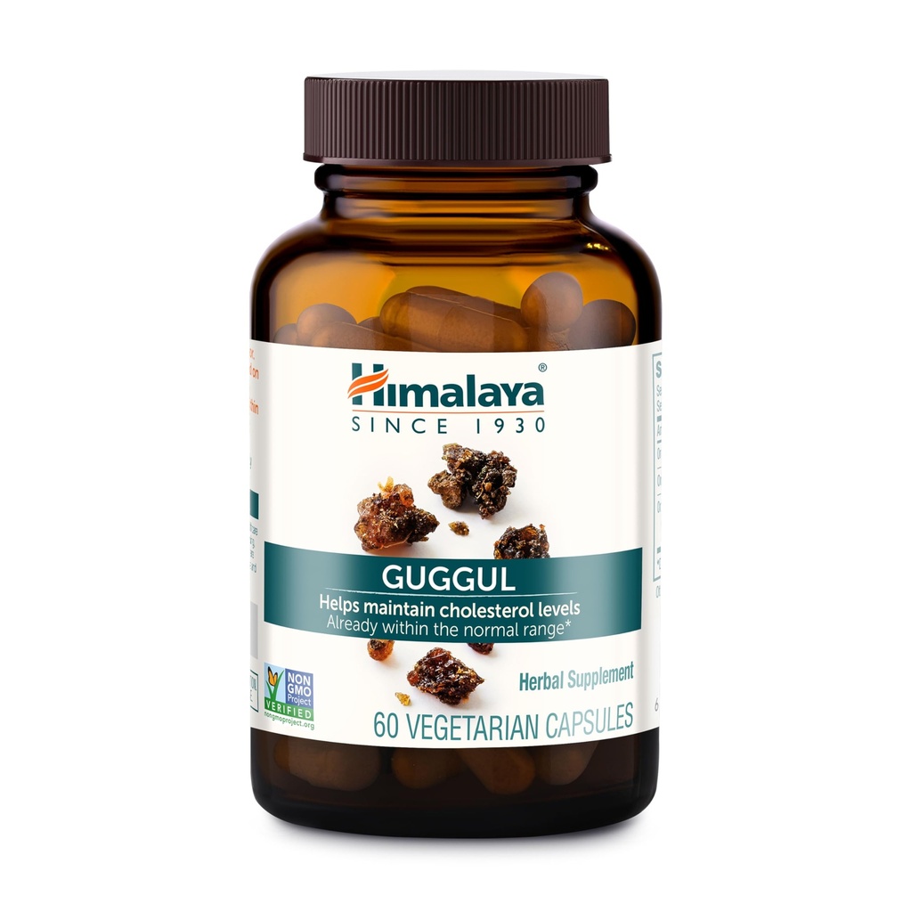 Himalaya Guggul - 肝臓デトックス、コレステロール、HDL&Lサポートのためのハーブ肝臓サポート - ビーガン、非GMO、グルテンフリー、720 mg、60カプセル