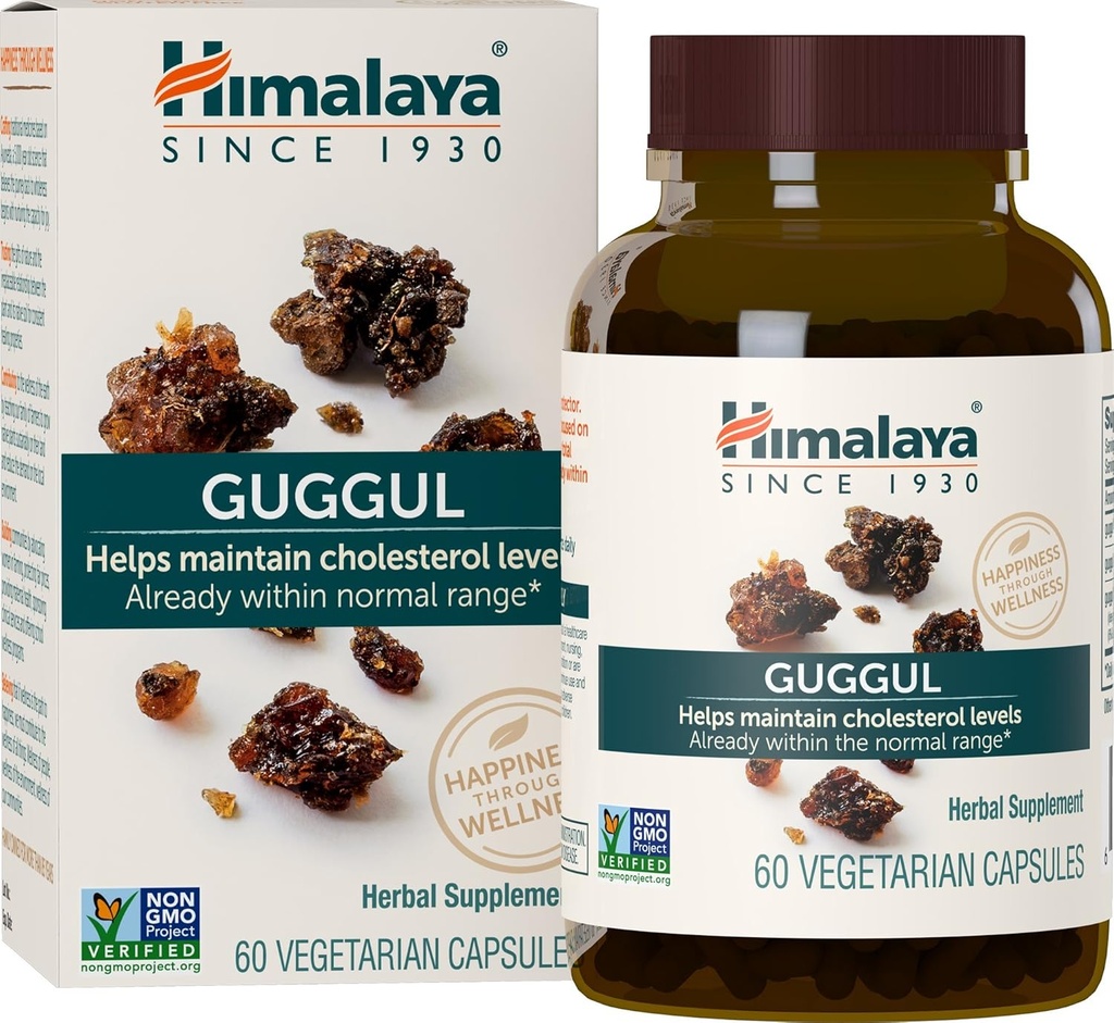 Himalaya Guggul - Herbal Liver Support for Liver Detox, Cholesterol, HDL & LDL Support - Vegan, Non-GMO, Gluten Free, 720 mg, 60 Capsules
