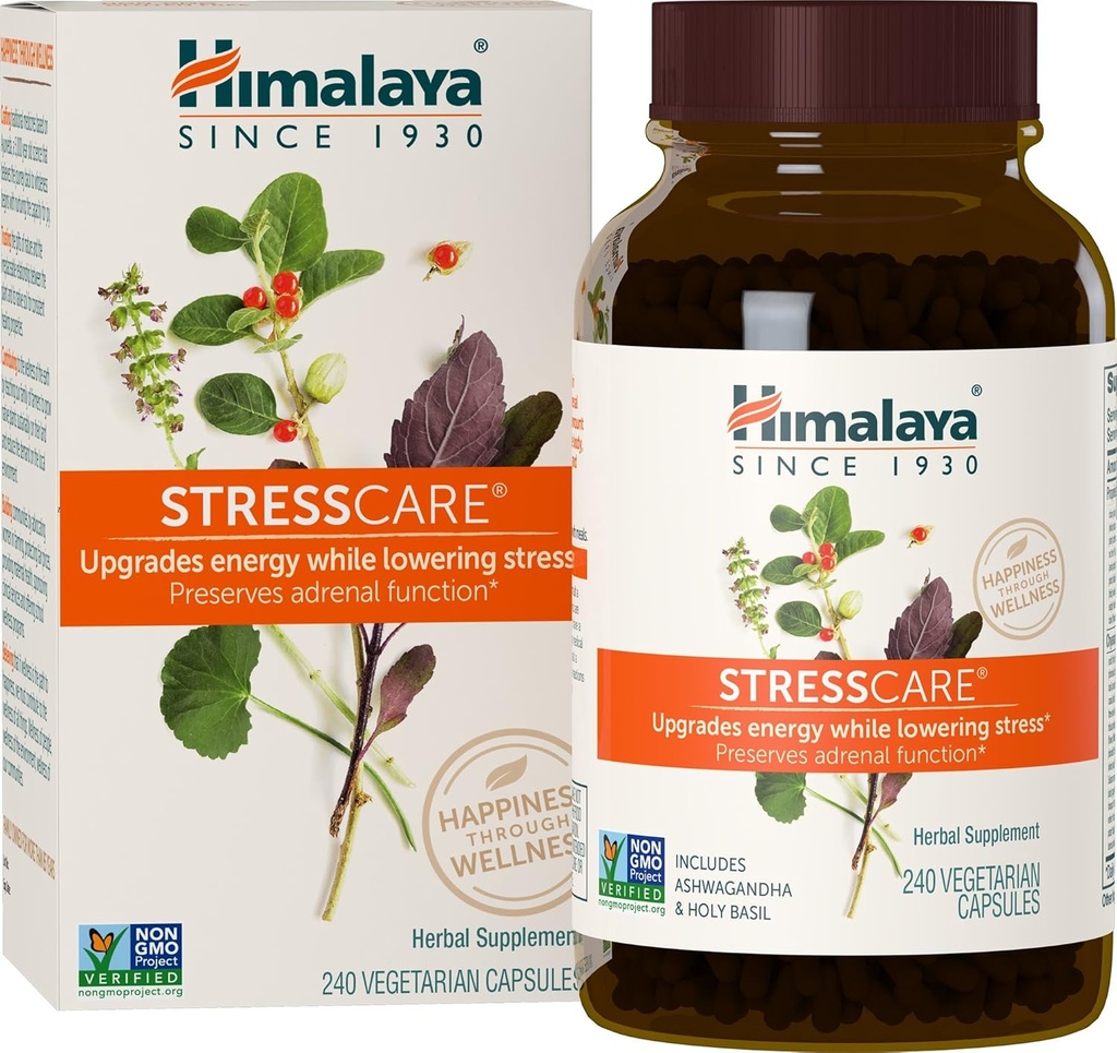 Himalaya StressCare の草の補足、サポート圧力救助、エネルギー サポート、弛緩、時事な眠り、Ashwagandha、聖バジル/トルシ、Gotu Kola、非GMO、ベジタリアン、240カプセル