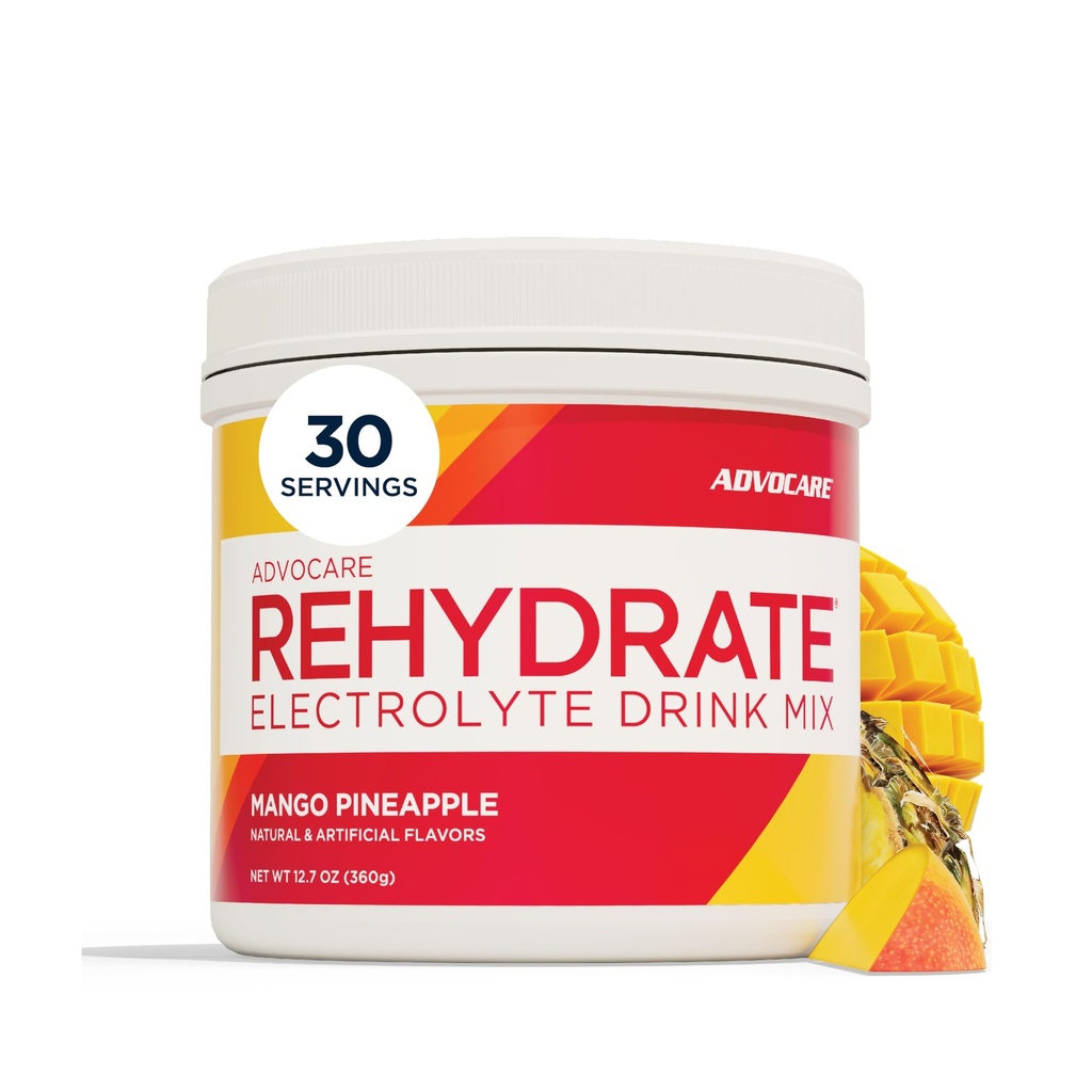 AdvoCare Rehydrate - 電解ドリンクミックス - マグネシウム、ナトリウム、カリウム、カルシウム - 酸化防止&アミノ酸強化 - 給水と回復をサポート - マンゴパイナップル、12.7オンス