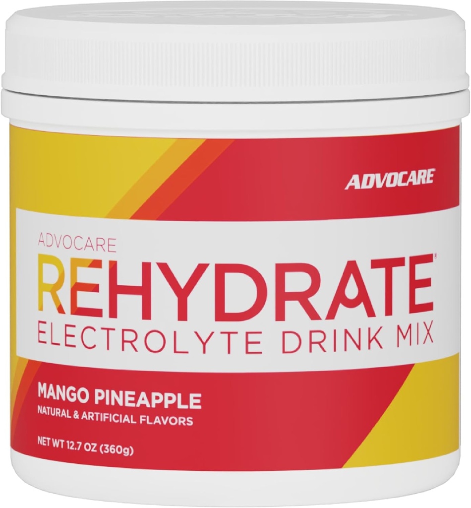 AdvoCare Rehydrate - Electrolyte Drink Mix - Includes Magnesium, Sodium, Potassium & Calcium - Antioxidant & Amino Acid Fortified - Supports Hydration & Recovery - Mango Pineapple, 12.7 oz