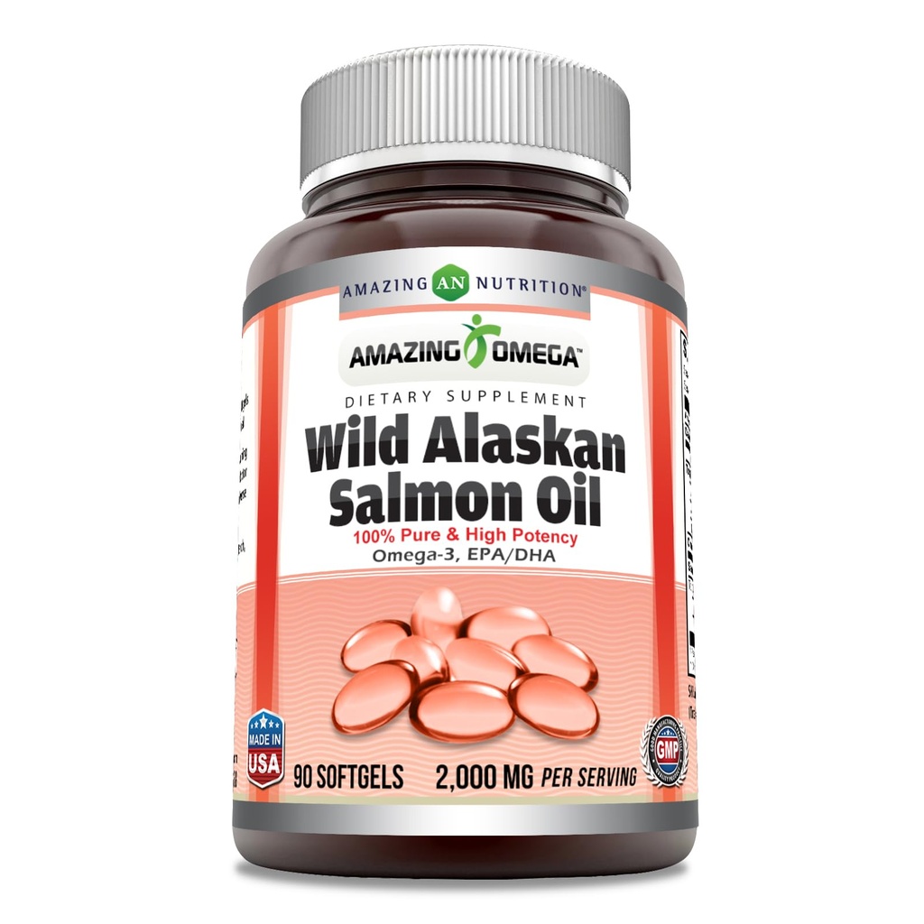 アメージングオメガワイルドアラスカサーモンオイル2000mg/サービングSoftgelsサプリメント(90)