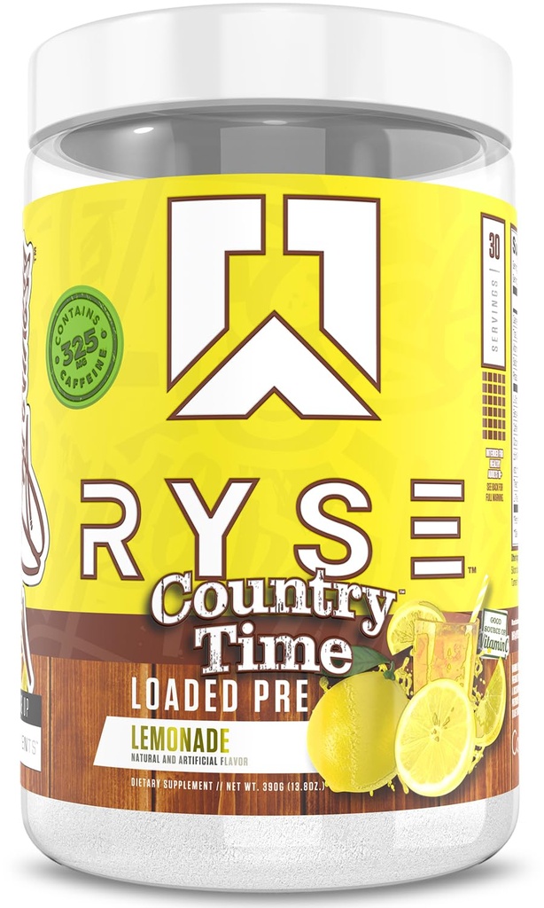 RYSEはプレワークアウトパウダーをロード - カントリータイムレモネード - 325mgカフェイン、ベータアラニン、ポンプ、フォーカス、エネルギーのためのシトルリン - 30のサービングで男性と女性のための毎日のプレワークアウト