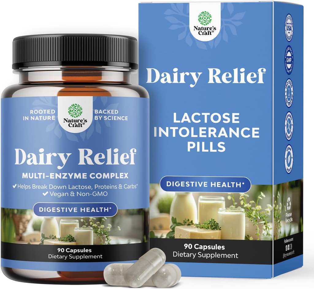 Lactose Intoleranceの丸薬90日の供給-速い代理の酪農場の消化酵素-消化のための酪農場の救助の丸薬、浮気、ガスおよび炭水化物蛋白質-Lactoseの許容の救助のための消化の補足