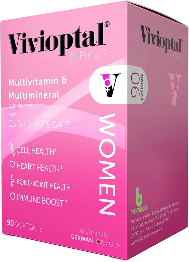 Vivioptal Women, 90カプセル, CoQ10 & Omega-3, Multivitamin & Multimineral, Gluten Free, ドイツ式