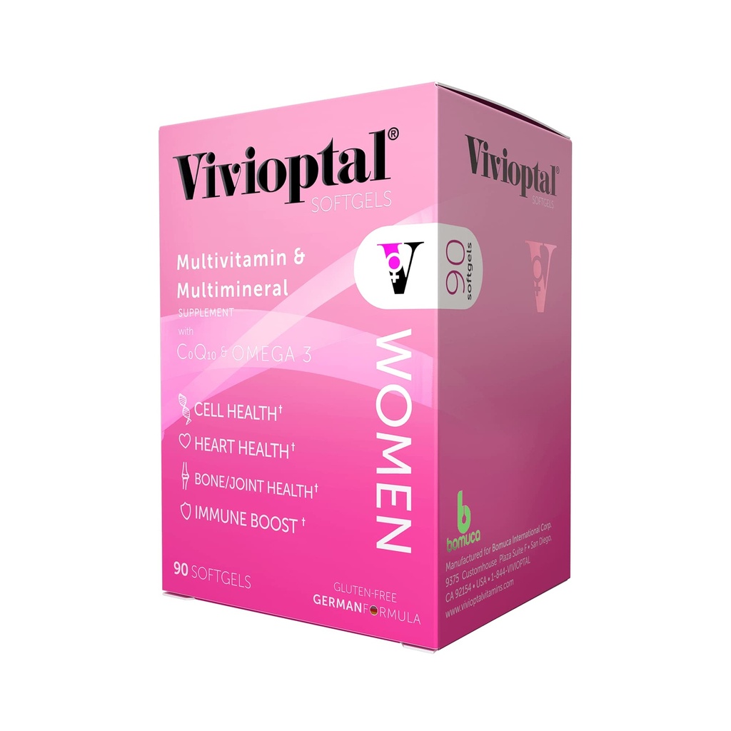Vivioptal Women, 90カプセル, CoQ10 & Omega-3, Multivitamin & Multimineral, Gluten Free, ドイツ式