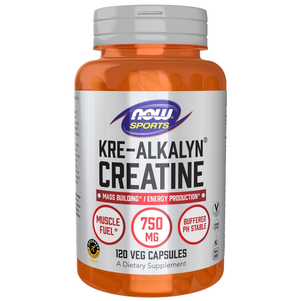 NOW Foods Sports Nutrition、Kre-Alkalynクレアチン750mg、マスビル* /エネルギー生産*、120ベジーカプセル