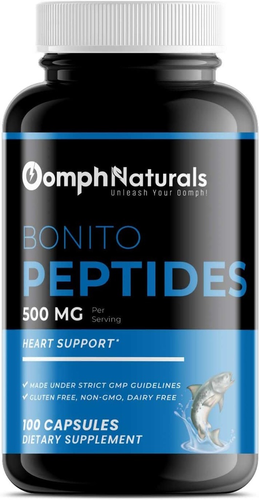 Bonitoのペプチッド、500mg Bonitoの魚のエキス、100カプセル100の日の供給、非GMOのグルテンフリー、中心の健康のための補足