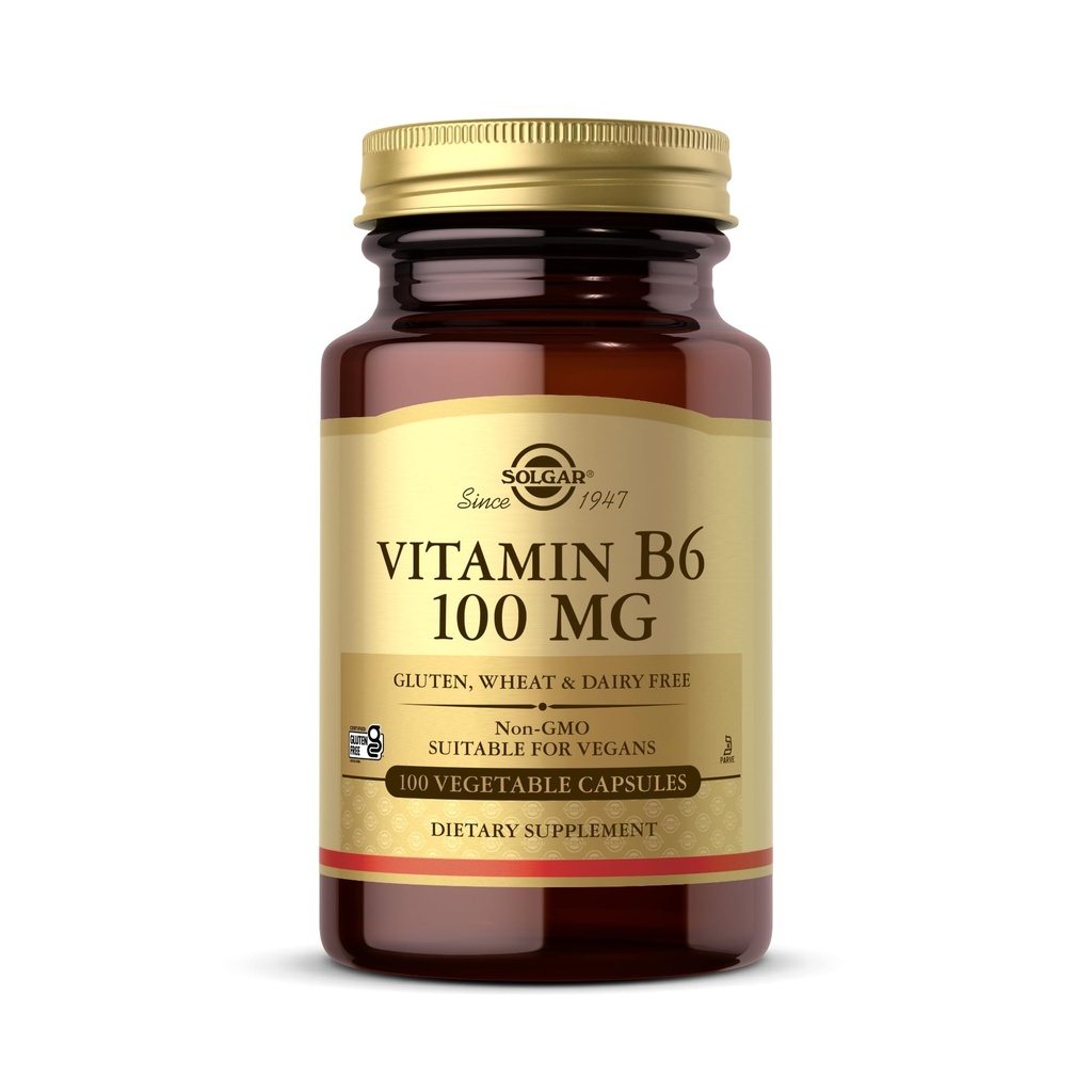 ソルガービタミンB6 100mg - 100野菜カプセル - 非GMO、ビーガン、グルテンフリー、乳製品無料、コーシャ、ハラール - 100サービング
