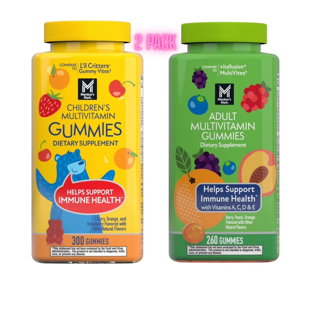 HomeRoots Member_Mark Children's Multivitamin Gummies | Assorted Fruit Flavors, 300 ct. | Children’s Daily Multivitamin Supplement | Natural Fruit Flavors | by R&C Store