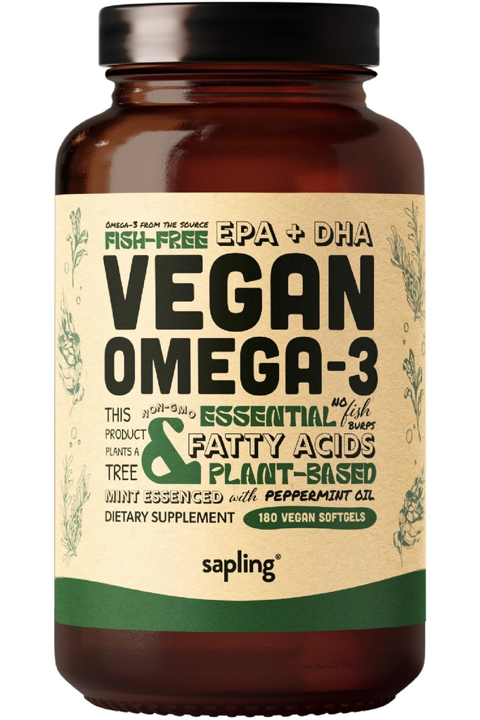 ビーガンオメガ3サプリメント - 植物ベースのDHA&EPA脂肪酸 - カラギーナンフリー、魚油代替、ハートをサポート、脳、関節の健康 - 持続的に供給された藻類、魚油フリー - 180ソフトゲル