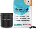 Complement Vegan Multivitamins for Women & Men- Omega 3 DHA+EPA, Vitamin B12, Vitamin D3 K2, Zinc, Selenium, Magnesium, Iodine Supplement- Immune Support- 90 Count, Includes Jar