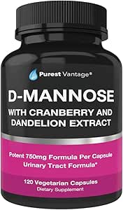 カプセルは、キャップあたり600mg D-Mannoseパウダー - 加えられたクランベリーとBradder、尿路面電車とUTIサポートの補助にタンポ抽出物 - 120ベギーキャップ