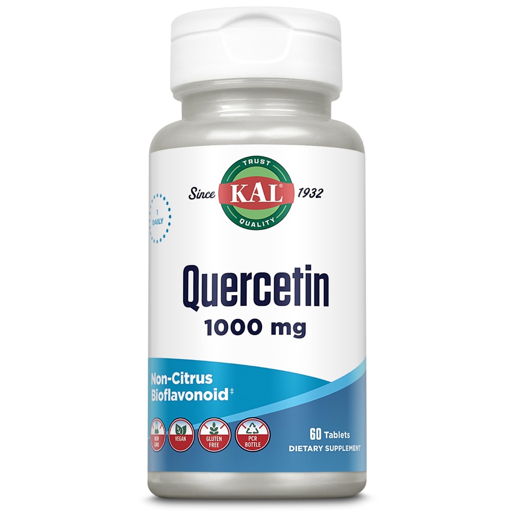 KAL Quercetin 1000mg免疫サポートサプリメント, 免疫防衛と全体的な健康サポートのためのBioflavonoids, 完全菜食主義者の, グルテンフリー, 非GMO, 60日の保証, 60 給餌, 60 錠