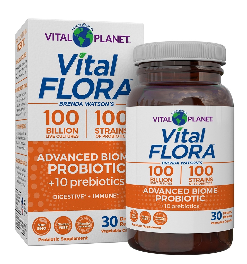ヴィタルプラネット - Vital Floraアドバンストバイオメプロバイオティクス100ビリオンCFU、100ディバルストレーナー、10オーガニックプレバイオティクス、免疫サポート、女性と男性30カプセルのためのコロンと消化の健康プロバイオティクス