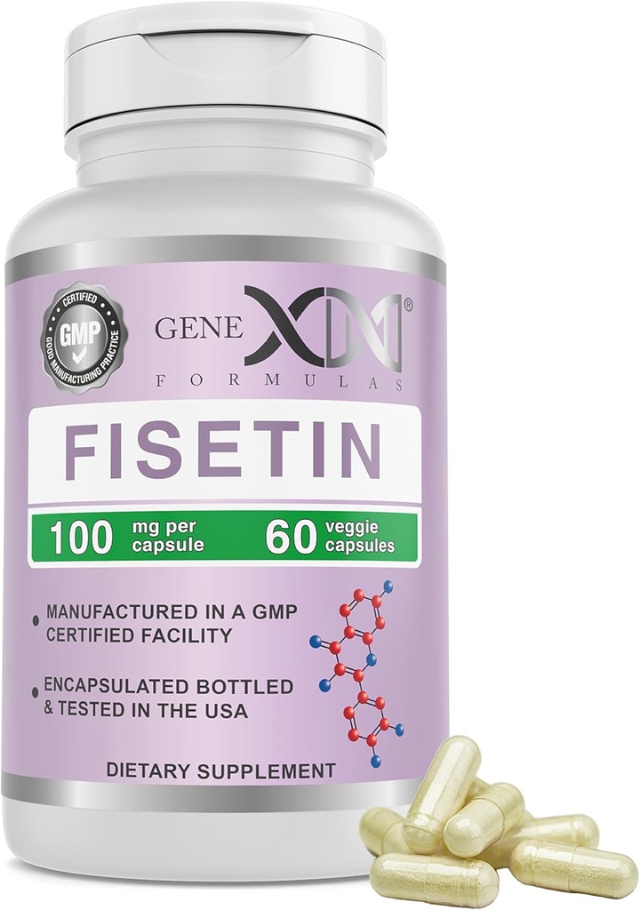 GenexフォーミュラFisetin 100mg /サービング(60カプセル) - 健康な老化、脳のウェルネスと認知健康をサポートする抗酸化剤 - 非GMO、グルテンフリー、ベジタリアン - 2ヶ月の供給